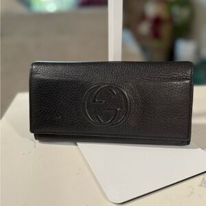 Gucci Black Soho Textured Leather Wallet